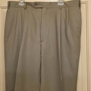 Jos A Bank 100% Wool Tan Windsr Lined Mens Classic Dress Pants Pleated Size 38L